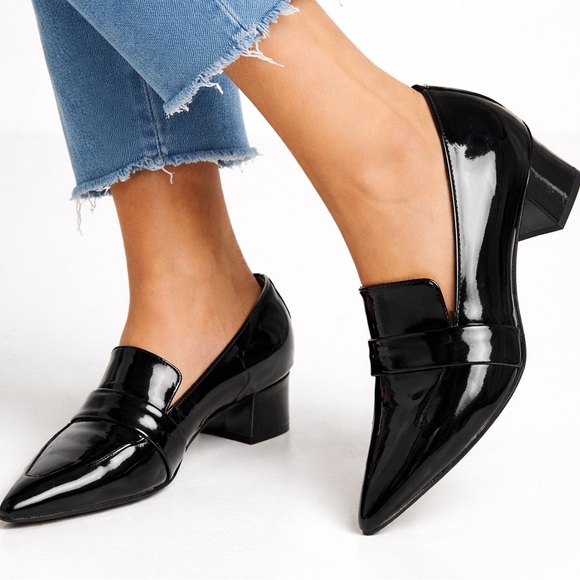Franco Sarto Shoes - Franco Sarto Black Patent Pointed-Toe Low Heel Leather Loafers Women’s Size 9.5M
